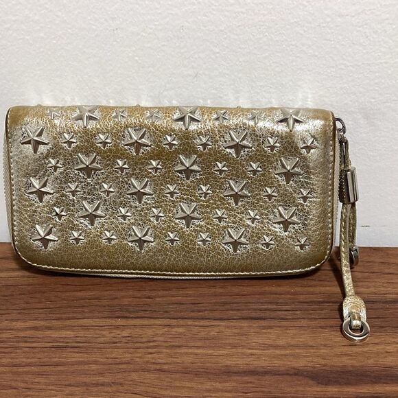 Jimmy Choo Filipa Metallic Star Studded Woman’s Leather Wallet. - Picture 1 of 13